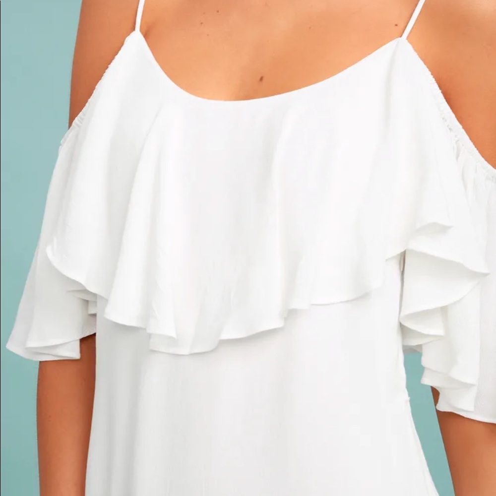 Lulu’S Off-Shoulder White Ruffle Dress - Picture 4 of 6